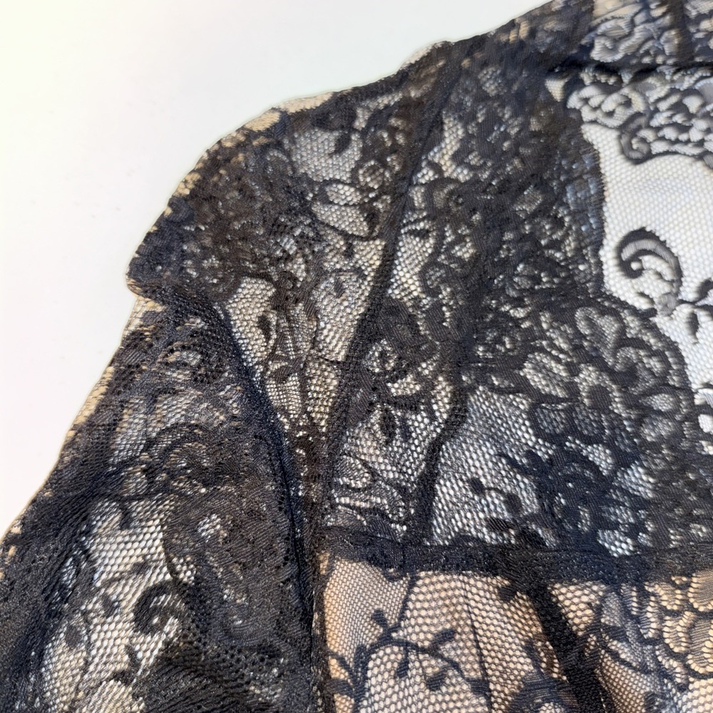 Black Floral Lace Long Sleeve Midi Dress with Bell Cuffs goth sex timeless - Picture 6 of 16